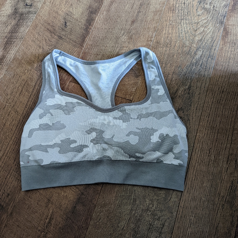 Members Mark Camo Sports Bra Gray Seamless Razorback Size Large - Picture 2 of 4